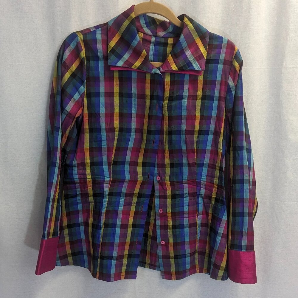 Vintage Silk Blouse, Size Large